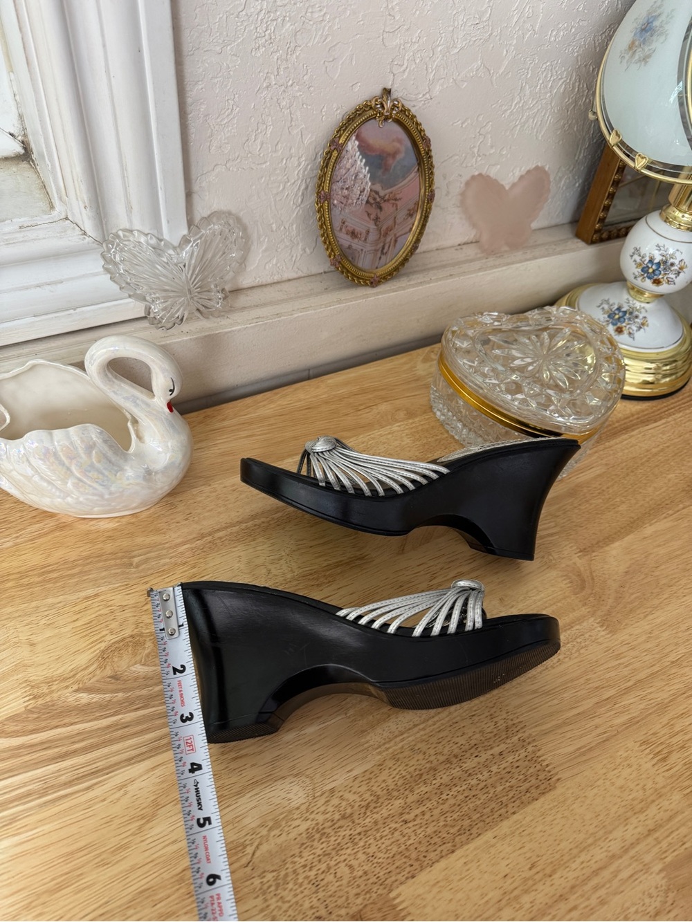 ✨Iconic early 2000s Steve Madden Y2K silver strappy wedge heels ✨ size 7.5 - Picture 11 of 13